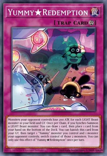 yugioh yummy cards DBJH-JP019 CupsieYummy Way (N) Rare Super Rare Yummyusment Acroquey card from Yu Cupsy Yummy. Ultra Rare. Yu-Gi-Oh